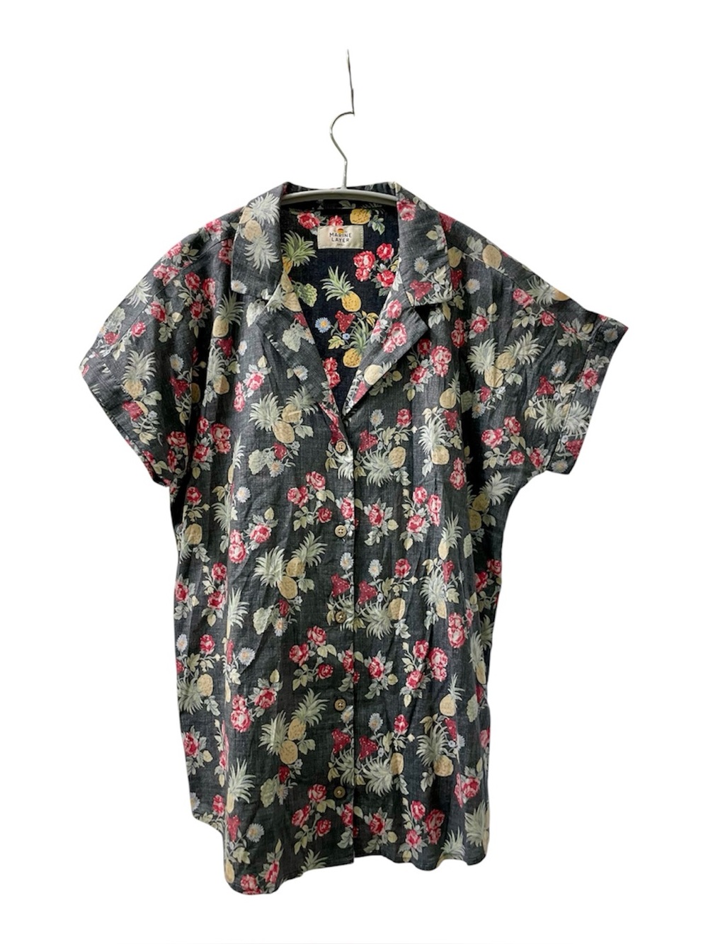 Marine Layer Inside Out Hawaiian Floral Button Up Shirt